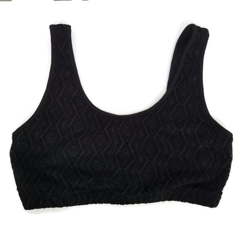FOREVER 21 Black Crochet Overlay Bralette Sz L